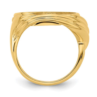 14k Yellow Gold Polished Ladies Triple Curved Twist 14.0mm Coin Bezel Ring - Fits 1/20 oz Maple Leaf and Other Coins