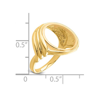 14k Yellow Gold Polished Ladies Triple Curved Twist 14.0mm Coin Bezel Ring - Fits 1/20 oz Maple Leaf and Other Coins