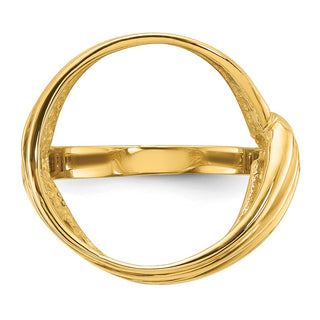 14k Yellow Gold Polished Ladies Triple Curved Twist 16.5mm Coin Bezel Ring - Fits 1/10 oz American Eagle and 1/10 oz Krugerrand