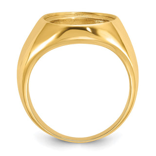 14ky Polished Men's Comfort Fit 13mm Coin Bezel Ring - Fits 2 Pesos and US $1