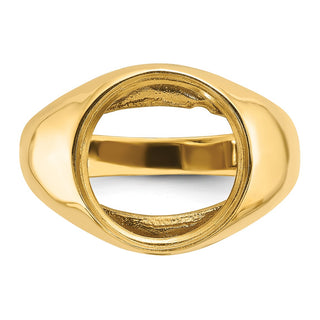 14ky Polished Men's Comfort Fit 13mm Coin Bezel Ring - Fits 2 Pesos and US $1