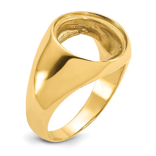 14ky Polished Men's Comfort Fit 13mm Coin Bezel Ring - Fits 2 Pesos and US $1