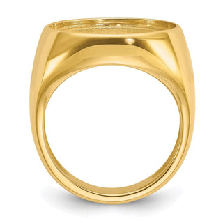 14k Yellow Gold Mens Polished Comfort Fit 17.8mm Coin Bezel Ring - Fits US $2.50 Liberty and Other Coins