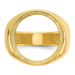 14k Yellow Gold Mens Polished Comfort Fit 17.8mm Coin Bezel Ring - Fits US $2.50 Liberty and Other Coins