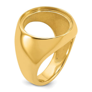 14k Yellow Gold Mens Polished Comfort Fit 17.8mm Coin Bezel Ring - Fits US $2.50 Liberty and Other Coins