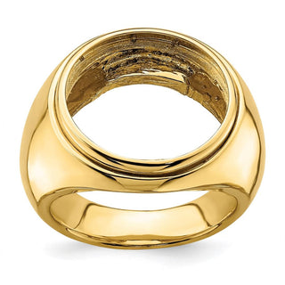 14k Yellow Gold Mens Polished Comfort Fit 17.8mm Coin Bezel Ring - Fits US $2.50 Liberty and Other Coins