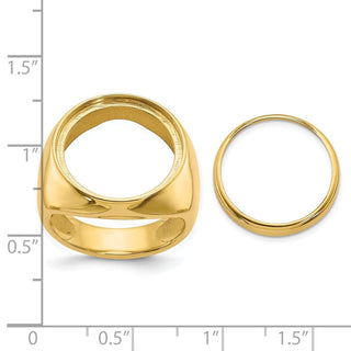 14k Yellow Gold Mens Polished Comfort Fit 17.8mm Coin Bezel Ring - Fits US $2.50 Liberty and Other Coins
