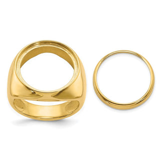 14k Yellow Gold Mens Polished Comfort Fit 17.8mm Coin Bezel Ring - Fits US $2.50 Liberty and Other Coins
