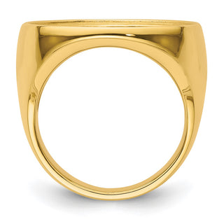 14k Yellow Gold Polished Mens Comfort Fit 21.6mm Coin Bezel Ring - Fits US $5 Bald Eagle, US $5 Congressional, US $5 Liberty, and Other Coins