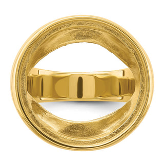 14k Yellow Gold Polished Mens Comfort Fit 21.6mm Coin Bezel Ring - Fits US $5 Bald Eagle, US $5 Congressional, US $5 Liberty, and Other Coins