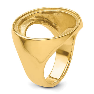 14k Yellow Gold Polished Mens Comfort Fit 21.6mm Coin Bezel Ring - Fits US $5 Bald Eagle, US $5 Congressional, US $5 Liberty, and Other Coins