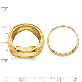 14k Yellow Gold Polished Mens Comfort Fit 21.6mm Coin Bezel Ring - Fits US $5 Bald Eagle, US $5 Congressional, US $5 Liberty, and Other Coins