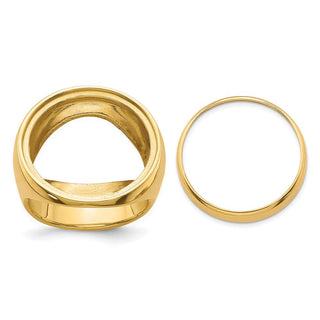 14k Yellow Gold Polished Mens Comfort Fit 21.6mm Coin Bezel Ring - Fits US $5 Bald Eagle, US $5 Congressional, US $5 Liberty, and Other Coins