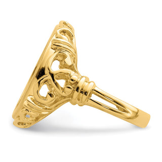 14k Yellow Gold Ladies Wire Fancy Curved X 17.8mm Prong Coin Bezel Ring - Fits US $2.50 Liberty and Other Coins