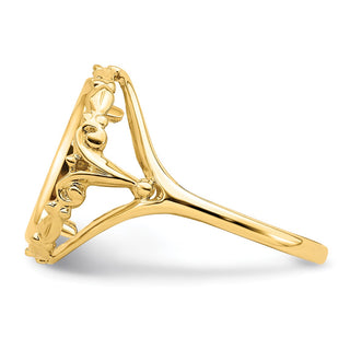 14k Yellow Gold Ladies Polished Wire Fancy Scroll 14.0mm Coin Bezel Ring - Fits 1/20 oz Maple Leaf and Other Coins