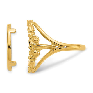 14k Yellow Gold Ladies Polished Wire Fancy Scroll 16.5mm Coin Bezel Ring - Fits 1/10 oz American Eagle and 1/10 oz Krugerrand