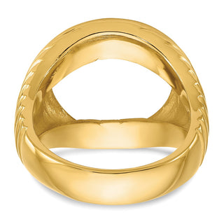 14k Yellow Gold Mens Polished Comfort Fit Coil Design 16.5mm Coin Bezel Ring - Fits 1/10 oz American Eagle and 1/10 oz Krugerrand
