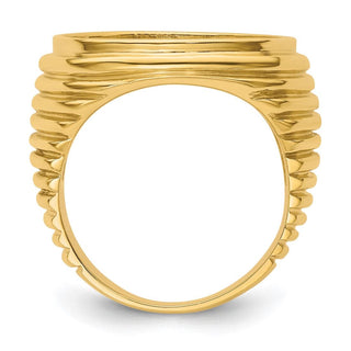 14k Yellow Gold Mens Polished Comfort Fit Coil Design 17.8mm Coin Bezel Ring - Fits US $2.50 Liberty and Other Coins
