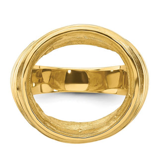 14k Yellow Gold Mens Polished Comfort Fit Coil Design 17.8mm Coin Bezel Ring - Fits US $2.50 Liberty and Other Coins