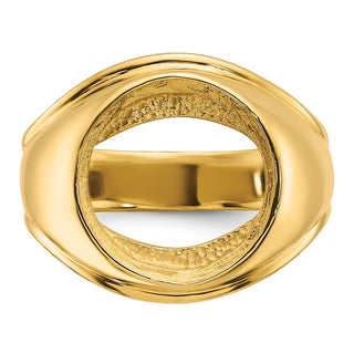 14k Yellow Gold Mens Polished Comfort Fit Concaved 13.0mm Coin Bezel Ring - Fits 2 Pesos and US $1