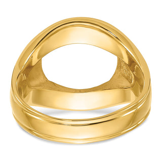 14k Yellow Gold Mens Polished Comfort Fit Concaved 13.0mm Coin Bezel Ring - Fits 2 Pesos and US $1