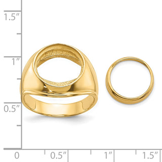14k Yellow Gold Mens Polished Comfort Fit Concaved 13.0mm Coin Bezel Ring - Fits 2 Pesos and US $1
