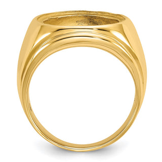 14k Yellow Gold Mens Comfort Fit Concaved 15mm Coin Bezel Ring - Fits US $1 Type 2