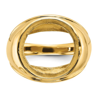 14k Yellow Gold Mens Comfort Fit Concaved 15mm Coin Bezel Ring - Fits US $1 Type 2