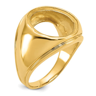 14k Yellow Gold Mens Comfort Fit Concaved 15mm Coin Bezel Ring - Fits US $1 Type 2