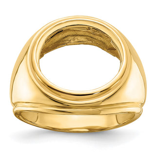 14k Yellow Gold Mens Comfort Fit Concaved 15mm Coin Bezel Ring - Fits US $1 Type 2