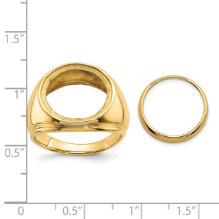 14k Yellow Gold Mens Comfort Fit Concaved 15mm Coin Bezel Ring - Fits US $1 Type 2