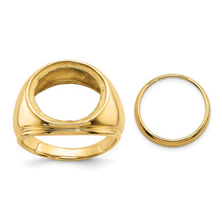 14k Yellow Gold Mens Comfort Fit Concaved 15mm Coin Bezel Ring - Fits US $1 Type 2