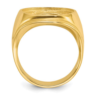 14k Yellow Gold Mens Polished Comfort Fit Concaved 16.5mm Coin Bezel Ring - Fits 1/10 oz American Eagle and 1/10 oz Krugerrand