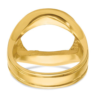 14k Yellow Gold Mens Polished Comfort Fit Concaved 16.5mm Coin Bezel Ring - Fits 1/10 oz American Eagle and 1/10 oz Krugerrand