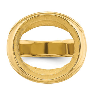 14k Yellow Gold Mens Polished Comfort Fit Concaved 17.8mm Coin Bezel Ring - Fits US $2.50 Liberty and Other Coins