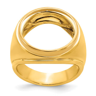 14k Yellow Gold Mens Polished Comfort Fit Concaved 17.8mm Coin Bezel Ring - Fits US $2.50 Liberty and Other Coins