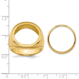 14k Yellow Gold Mens Polished Comfort Fit Concaved 17.8mm Coin Bezel Ring - Fits US $2.50 Liberty and Other Coins