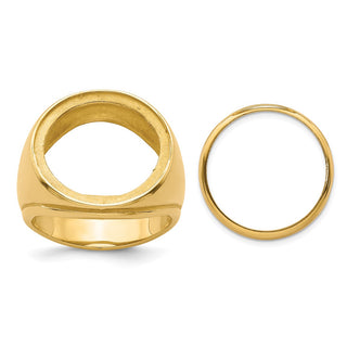 14k Yellow Gold Mens Polished Comfort Fit Concaved 17.8mm Coin Bezel Ring - Fits US $2.50 Liberty and Other Coins