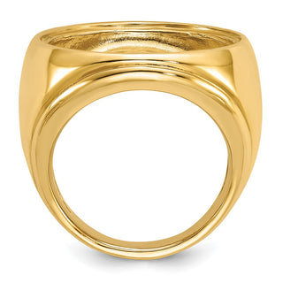 14k Yellow Gold Men's Comfort Fit Concaved 21.6mm Coin Bezel Ring Unassembled - Fits US $5 Bald Eagle, US $5 Congressional, US $5 Liberty, and Other Coins