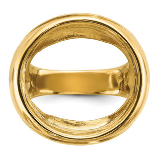 14k Yellow Gold Men's Comfort Fit Concaved 21.6mm Coin Bezel Ring Unassembled - Fits US $5 Bald Eagle, US $5 Congressional, US $5 Liberty, and Other Coins