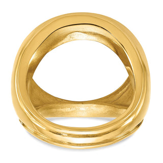 14k Yellow Gold Men's Comfort Fit Concaved 21.6mm Coin Bezel Ring Unassembled - Fits US $5 Bald Eagle, US $5 Congressional, US $5 Liberty, and Other Coins