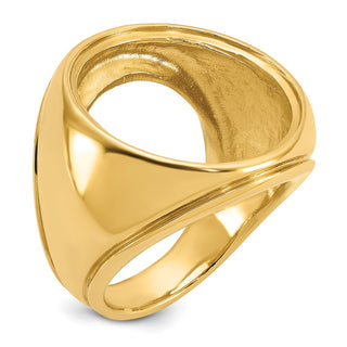 14k Yellow Gold Men's Comfort Fit Concaved 21.6mm Coin Bezel Ring Unassembled - Fits US $5 Bald Eagle, US $5 Congressional, US $5 Liberty, and Other Coins