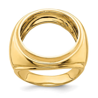 14k Yellow Gold Men's Comfort Fit Concaved 21.6mm Coin Bezel Ring Unassembled - Fits US $5 Bald Eagle, US $5 Congressional, US $5 Liberty, and Other Coins