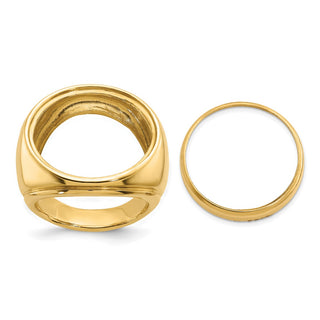 14k Yellow Gold Men's Comfort Fit Concaved 21.6mm Coin Bezel Ring Unassembled - Fits US $5 Bald Eagle, US $5 Congressional, US $5 Liberty, and Other Coins