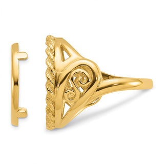 14k Gold Ladies Polished Twisted Wire Filigree & Rope 16.5mm Coin Bezel Ring - Fits 1/10 oz American Eagle and 1/10 oz Krugerrand