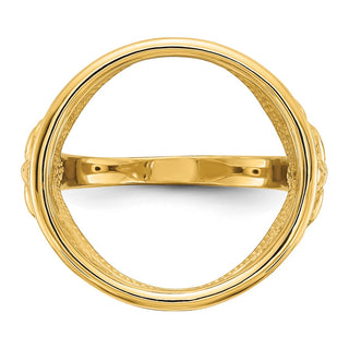 14k Yellow Gold Polished Ladies Wire Fancy Filigree 16.5mm Coin Bezel Ring - Fits 1/10 oz American Eagle and 1/10 oz Krugerrand