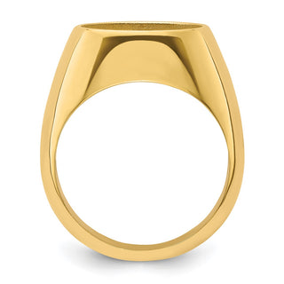 14k Yellow Gold Men's Polished Classic Solid Back 13mm Coin Bezel Ring - Fits 2 Pesos and US $1 Type 1