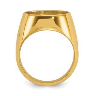 14k Yellow Gold Men's Polished Classic Solid Back 15mm Coin Bezel Ring - Fits US $1 Type 2