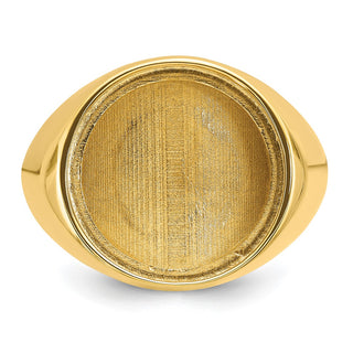 14k Yellow Gold Men's Polished Classic Solid Back 15mm Coin Bezel Ring - Fits US $1 Type 2