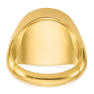 14k Yellow Gold Men's Polished Classic Solid Back 15mm Coin Bezel Ring - Fits US $1 Type 2